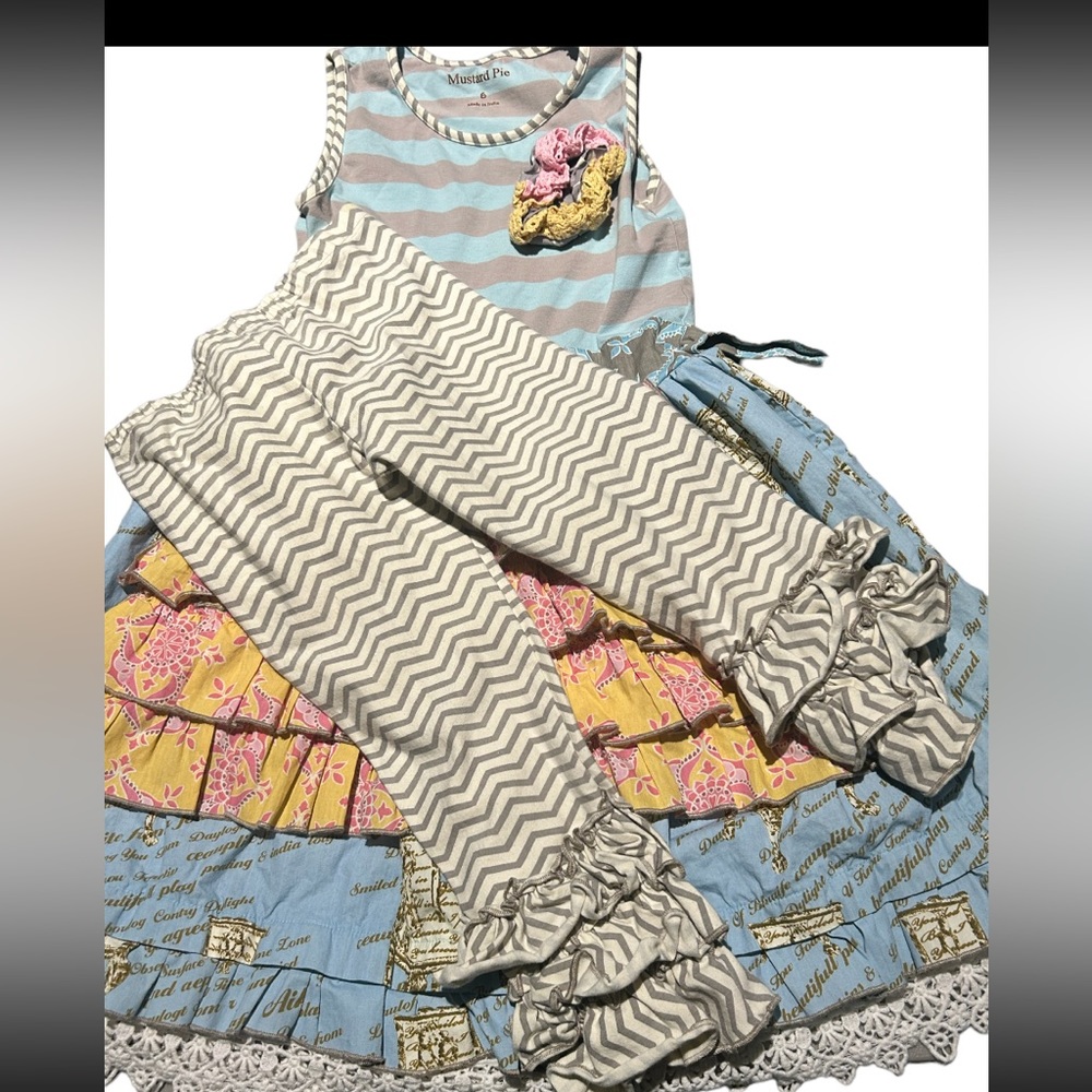 Mustard pie girls spring dress with matching pants size 6